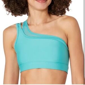 Turquoise Alo Off the Shoulder Shoulder Sports Bra